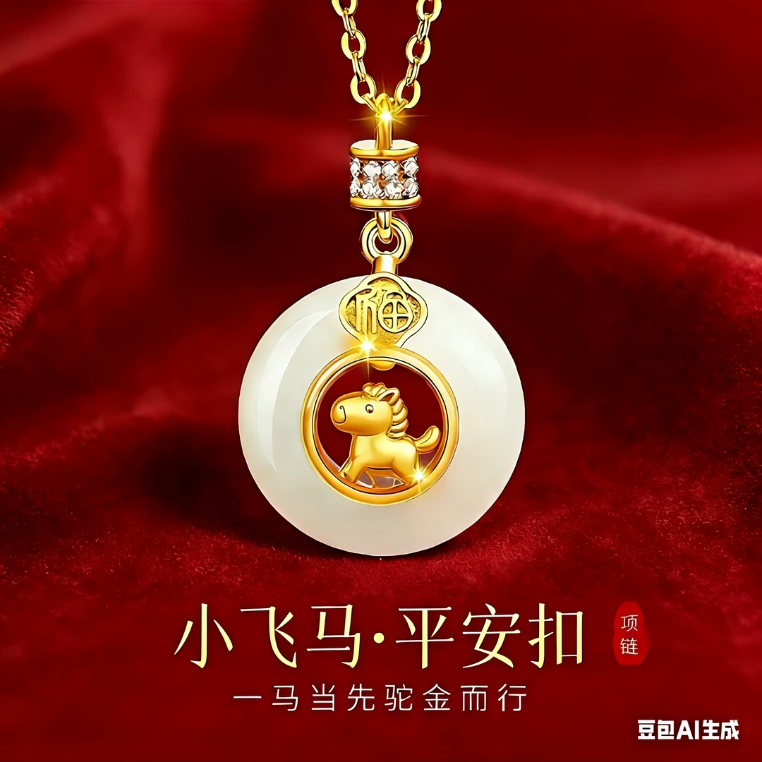 钛钢项链 国风福马吊坠马年女款轻奢小众礼物小飞马
