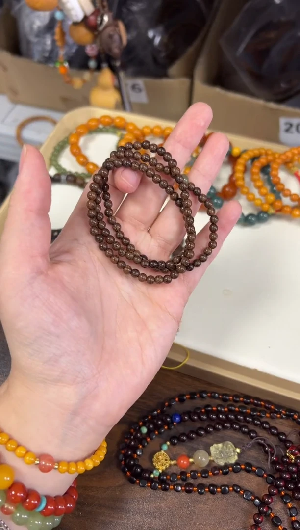 未镶嵌苏木（金丝檀）手串金丝檀木和田玉款多圈[0969]