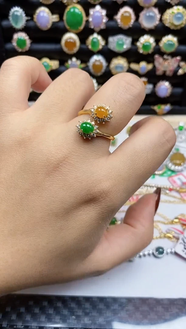 银S925镶嵌戒指翡翠6300