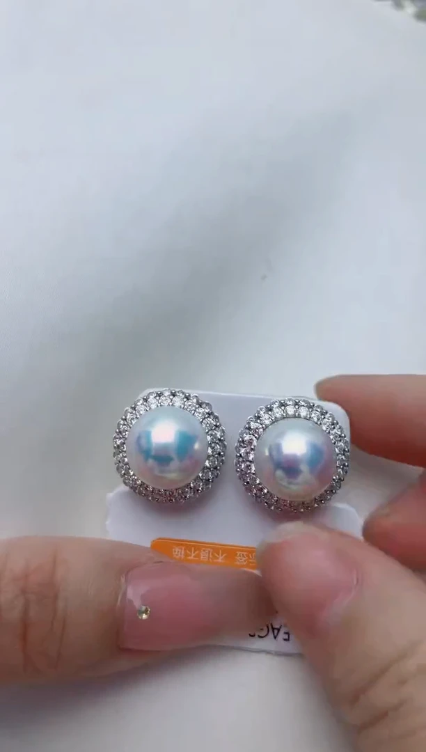 【闪购商品】淡水珍珠耳饰银S925镶嵌A7