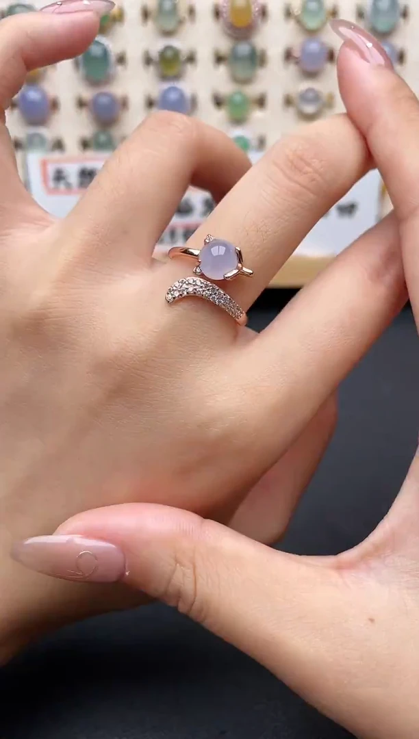 【闪购商品】翡翠戒指银S925镶嵌一物一证一礼盒