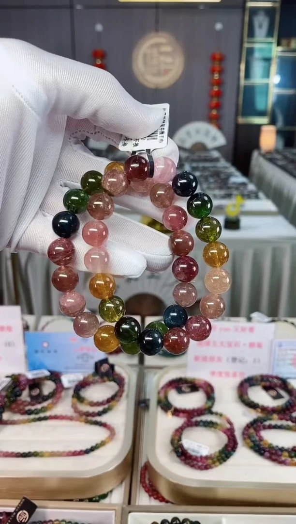 未镶嵌收藏级老矿碧玺单圈手串11mm+碧玺xion多样性发一条