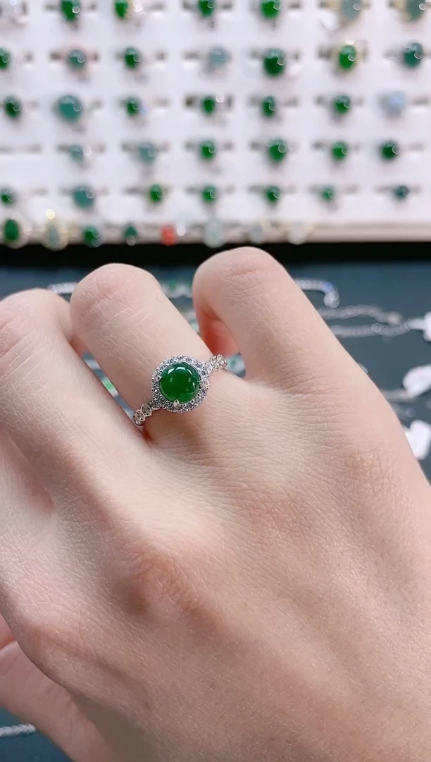 【闪购商品】翡翠戒指银S925镶嵌天然翡翠