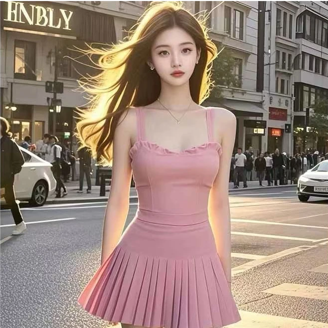 【甜星】时尚气质小众吊带连衣裙女夏季新款收腰显瘦辣妹包臀短裙