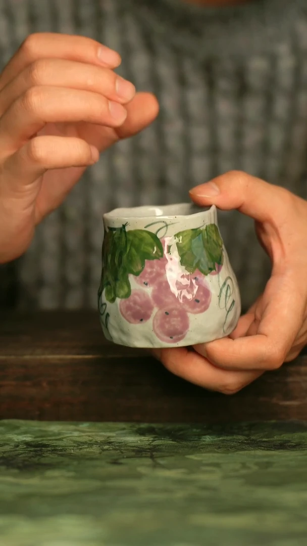 陶瓷青诗集手工手绘瓷器