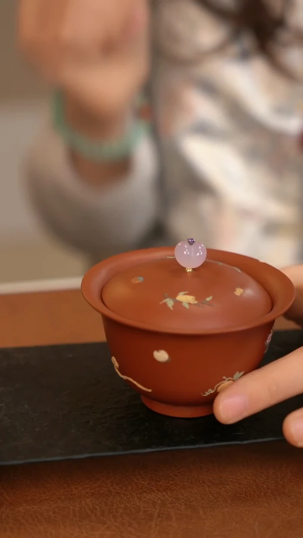 紫泥盖碗小清供盖碗