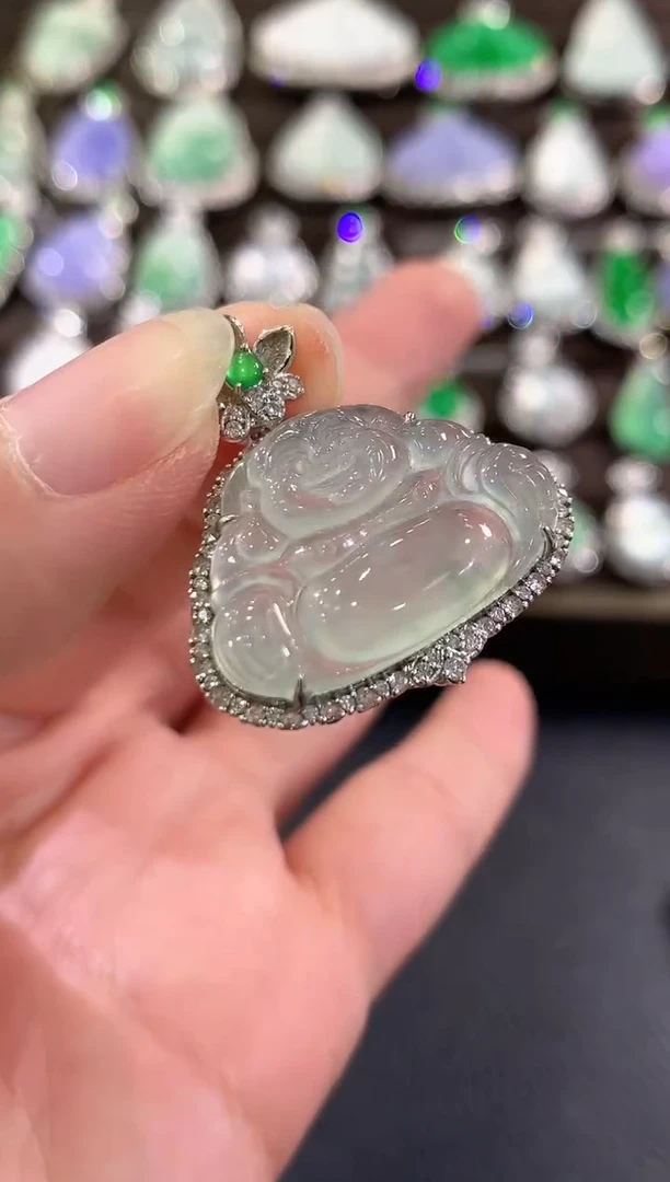 吊坠(不含链)18K金镶嵌翡翠s71