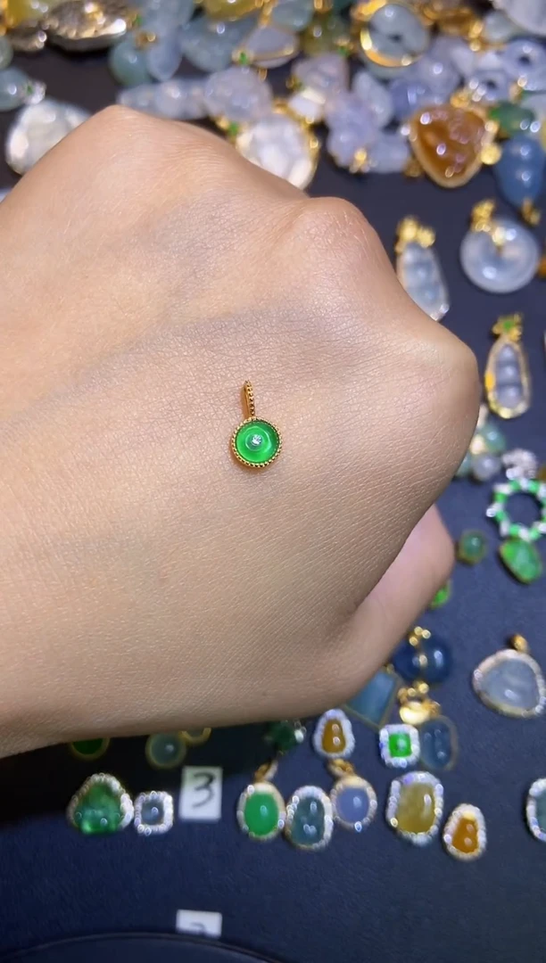 翡翠银S925镶嵌吊坠(不含链)天然A货翡翠