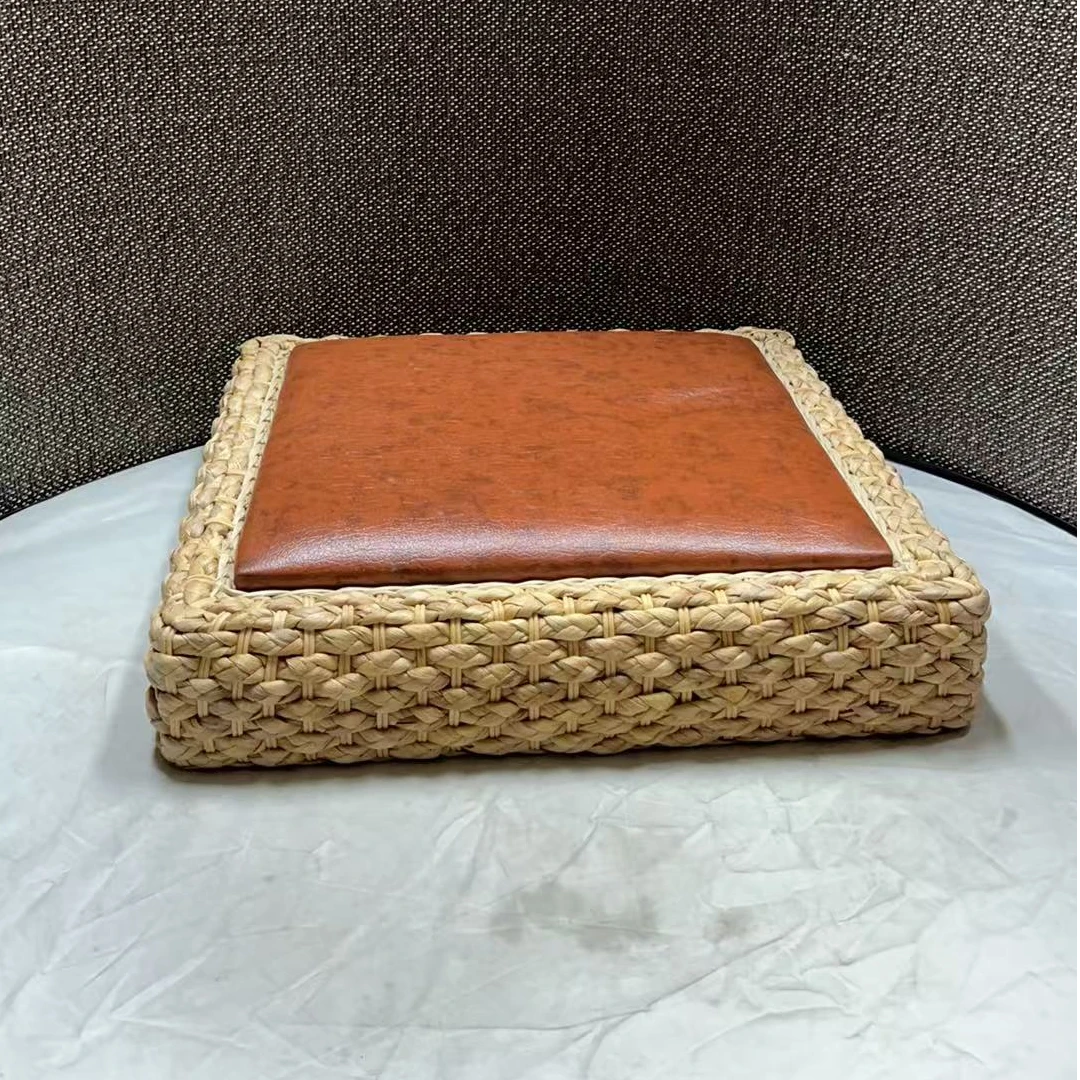 001瑕疵坐面有压痕 长40宽40厚9CM 水仙藤编织家用蒲团坐垫坐墩
