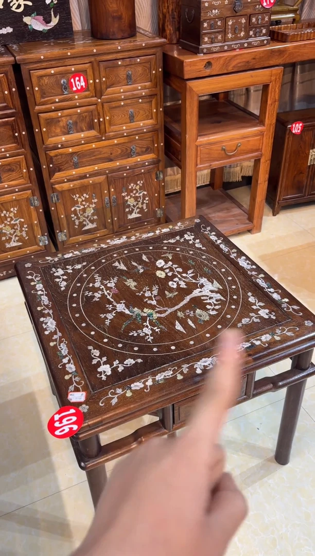 木黄花梨螺钿工艺单桌