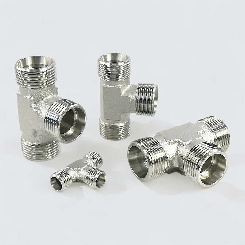 AC AD外丝三通卡套接头永华标准液压管路外螺纹M14 16 24 26*1.5