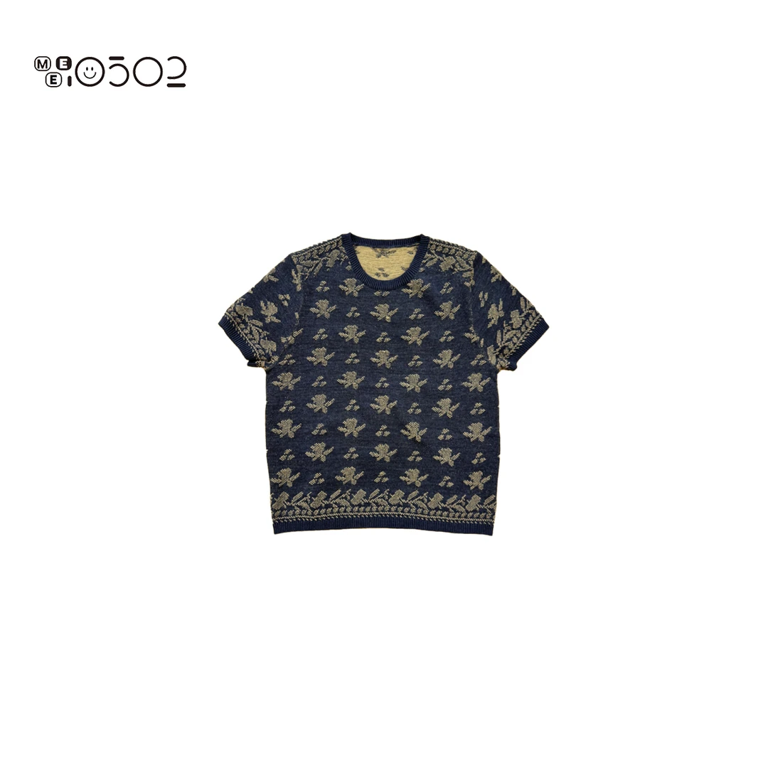 MEI0502  花卉圆领针织短袖 21410