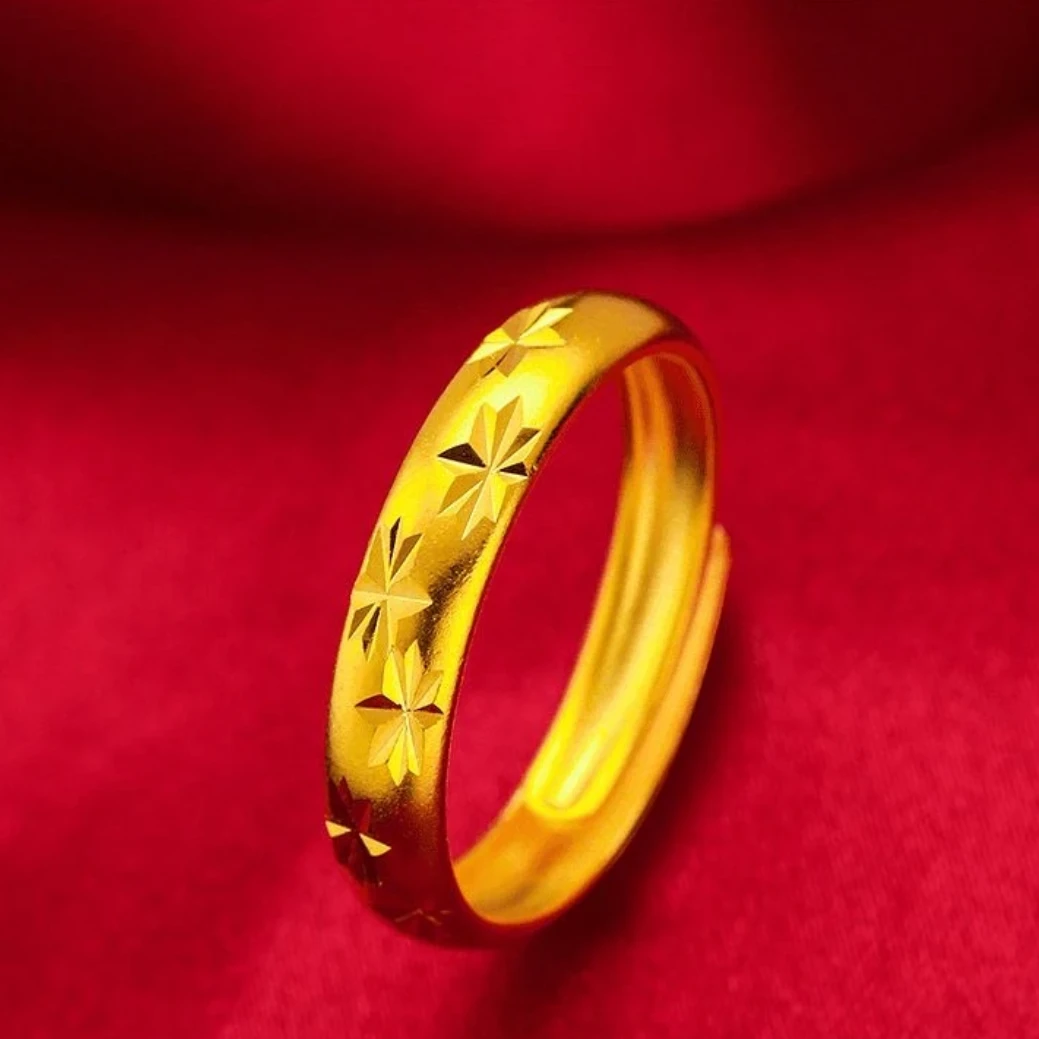 铜合金戒指  【喜喜】开口满天星戒指可调节百搭古法 实心磨砂饰品