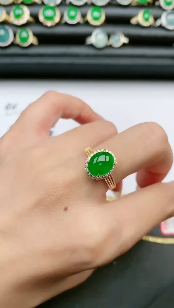 翡翠戒指银S925镶嵌1111