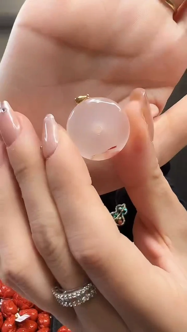 吊坠(不含链)18K金镶嵌南红玛瑙/扣子款/23mm