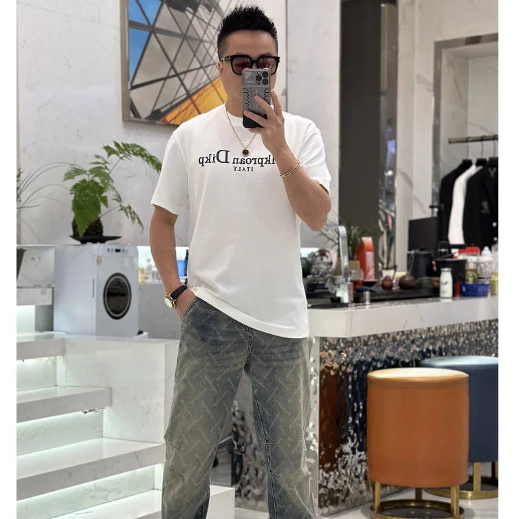 【发现者】2025欧货新品男士时尚休闲圆领阔版宽松短袖T恤ZZD5010