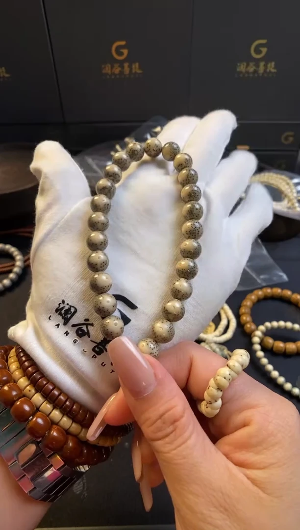 手串星月菩提10正圆绿包白大留白手持