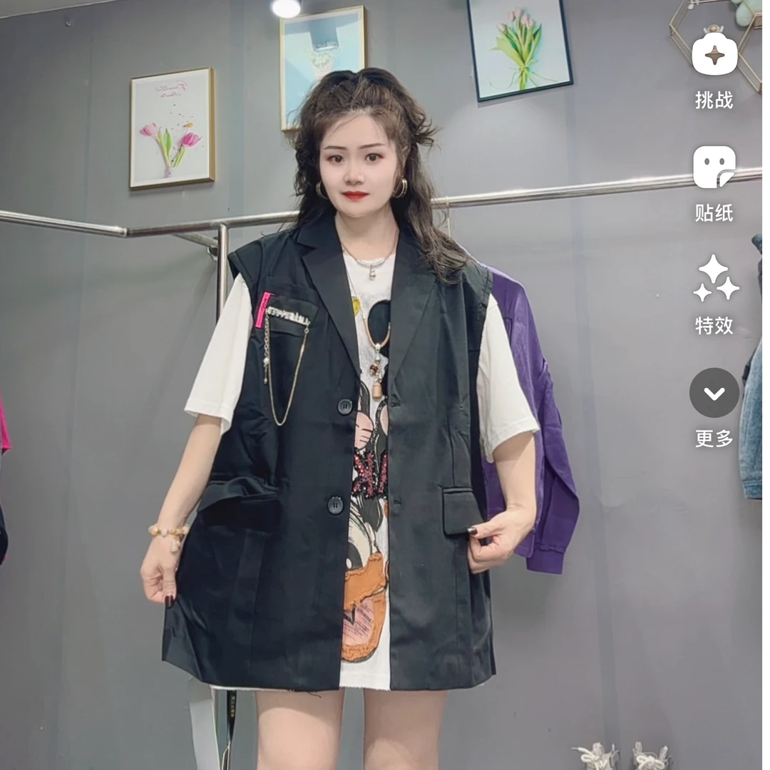 LY家004#7+后背牛仔布贴西装休闲百搭宽松马夹