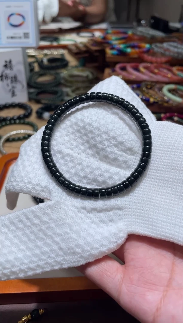 未镶嵌手串和田玉6mm塔青黑青和田玉手串素圈特细