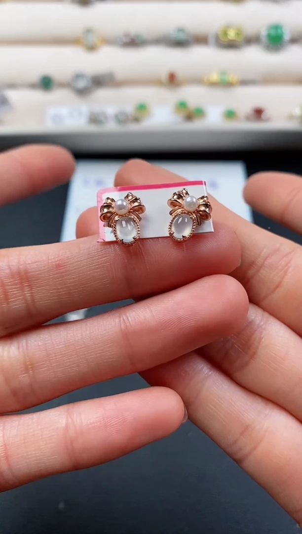 银S925镶嵌戒指翡翠天然缅甸A货翡翠33  6-