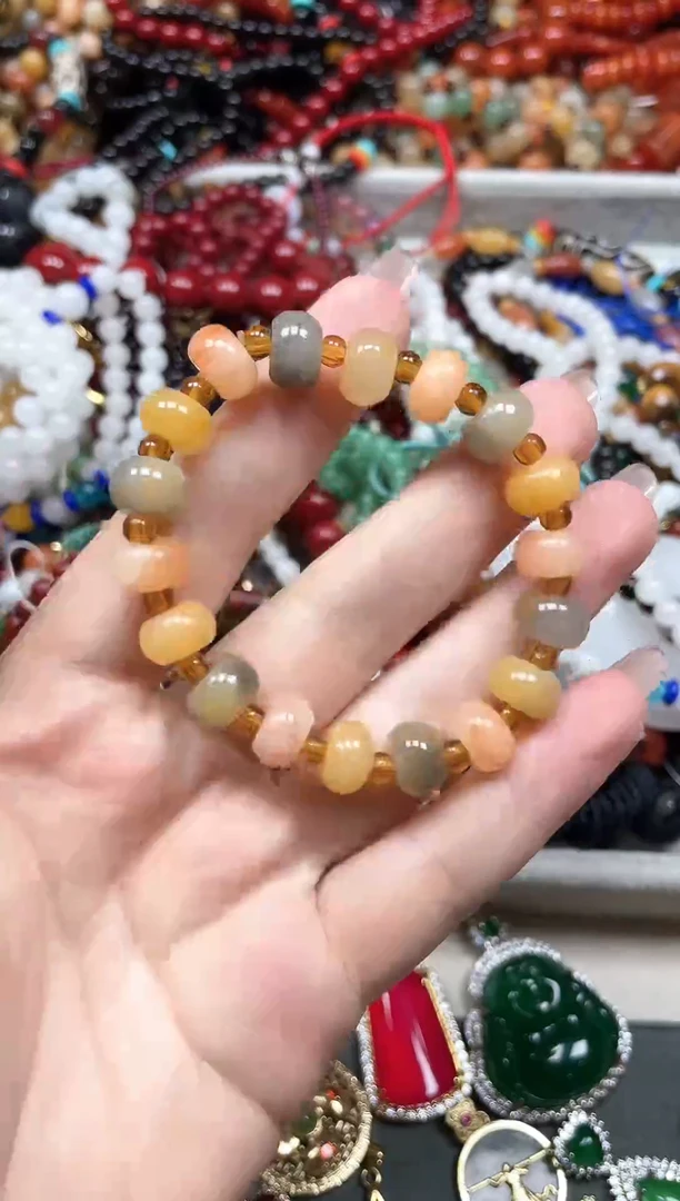 未镶嵌手串石英质玉（金丝玉）多样性发货拍一发一