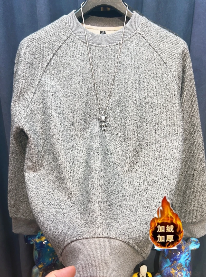 天鹅绒高货冬季拼接宽松型长袖圆领卫衣休闲宽松韩版加绒品质