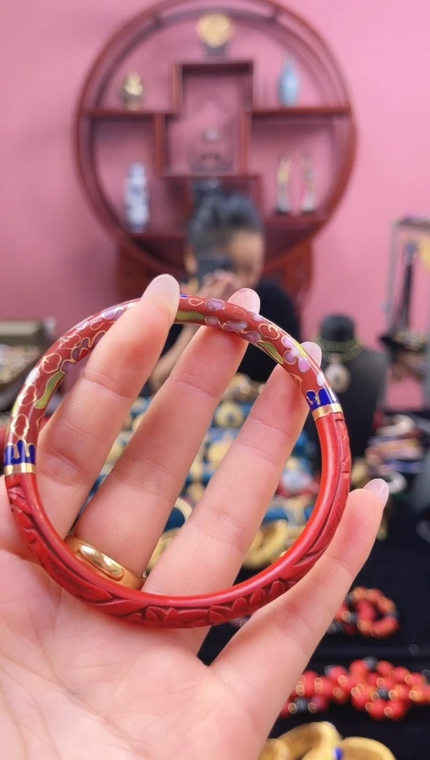 非遗 景漆结合手镯 砖红63