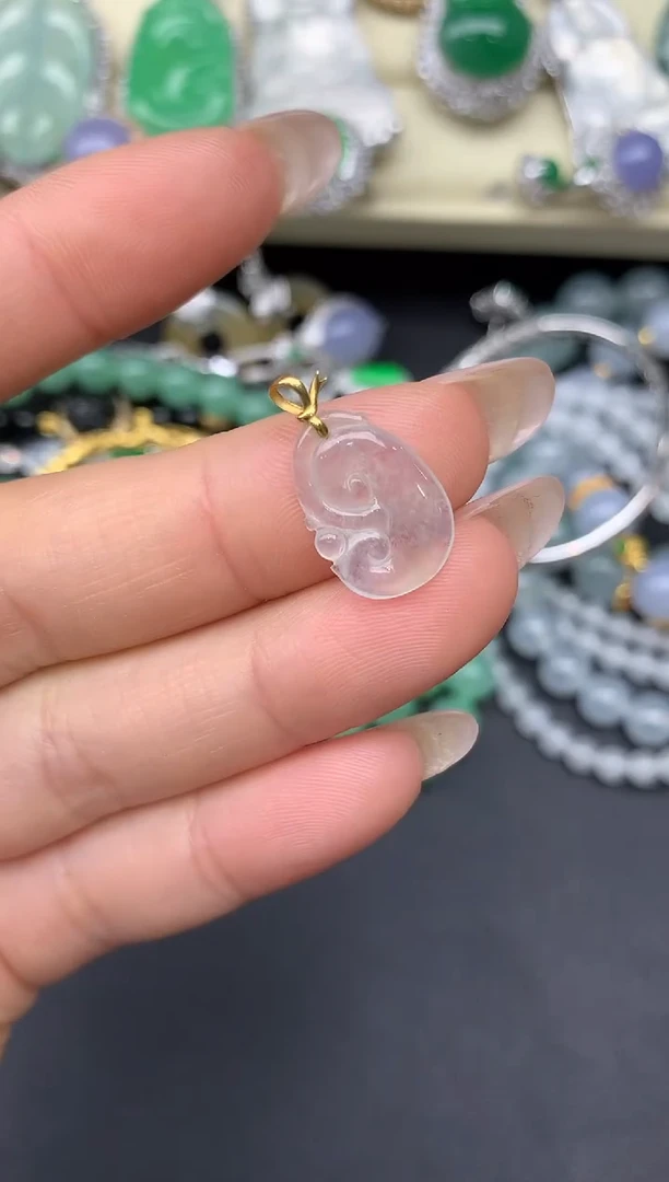 翡翠18K金镶嵌吊坠(不含链)343-雪姐翡翠天天见