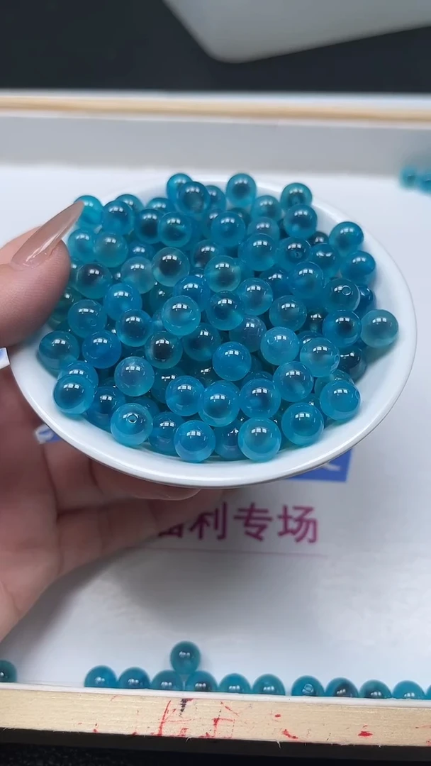 未镶嵌散珠玛瑙/玉髓B1715蓝宝糖心玛瑙8mm10个9.9元
