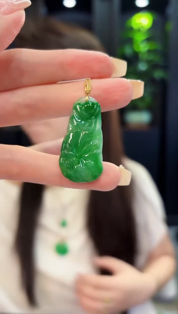 翡翠18K金镶嵌颈饰 缅料A货/支持复检/一件