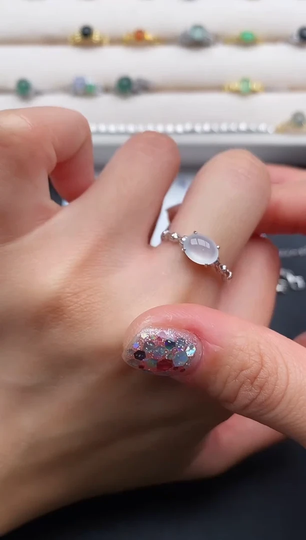 银S925镶嵌戒指翡翠3333333+6