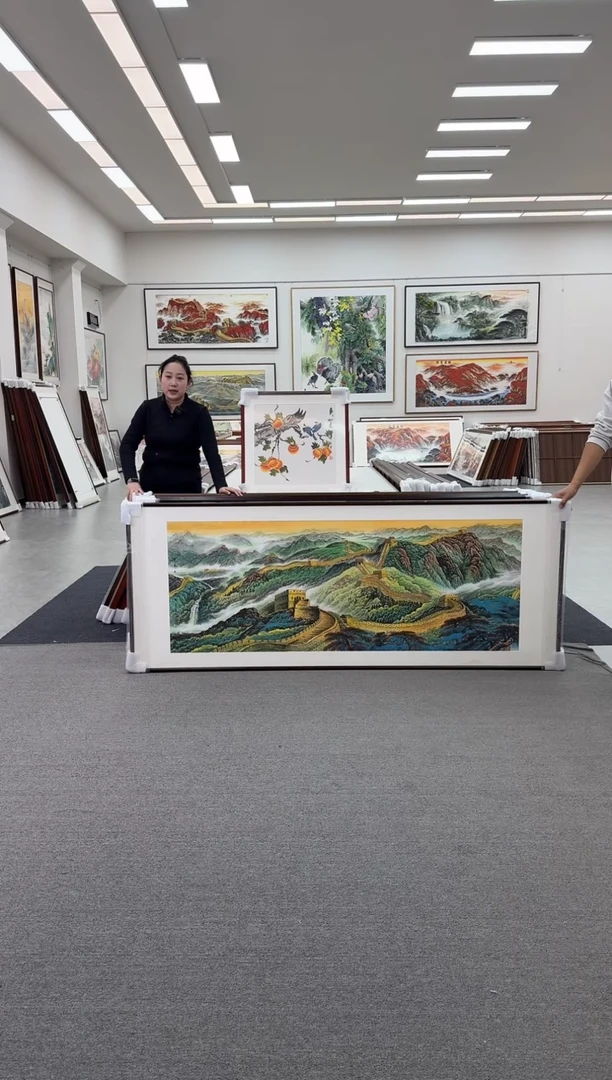 国画手绘 万里长城 219*88