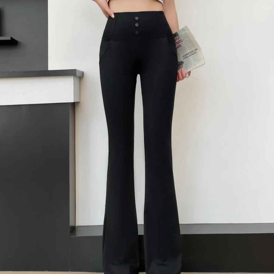 微喇叭裤高腰收腹提臀春夏秋外穿薄款打底鲨鱼瑜伽