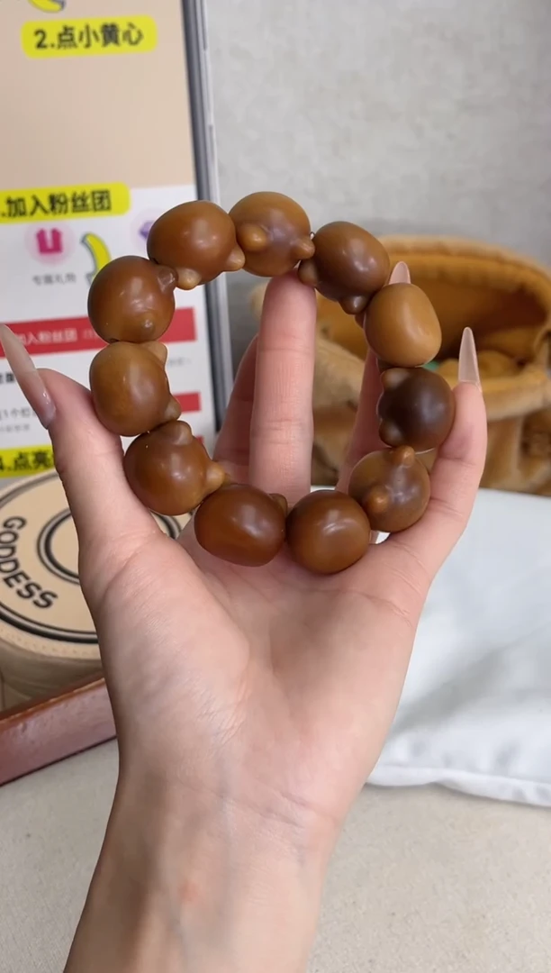 菩提根/象牙果手串a12干磨猫猫头23瑕疵不补