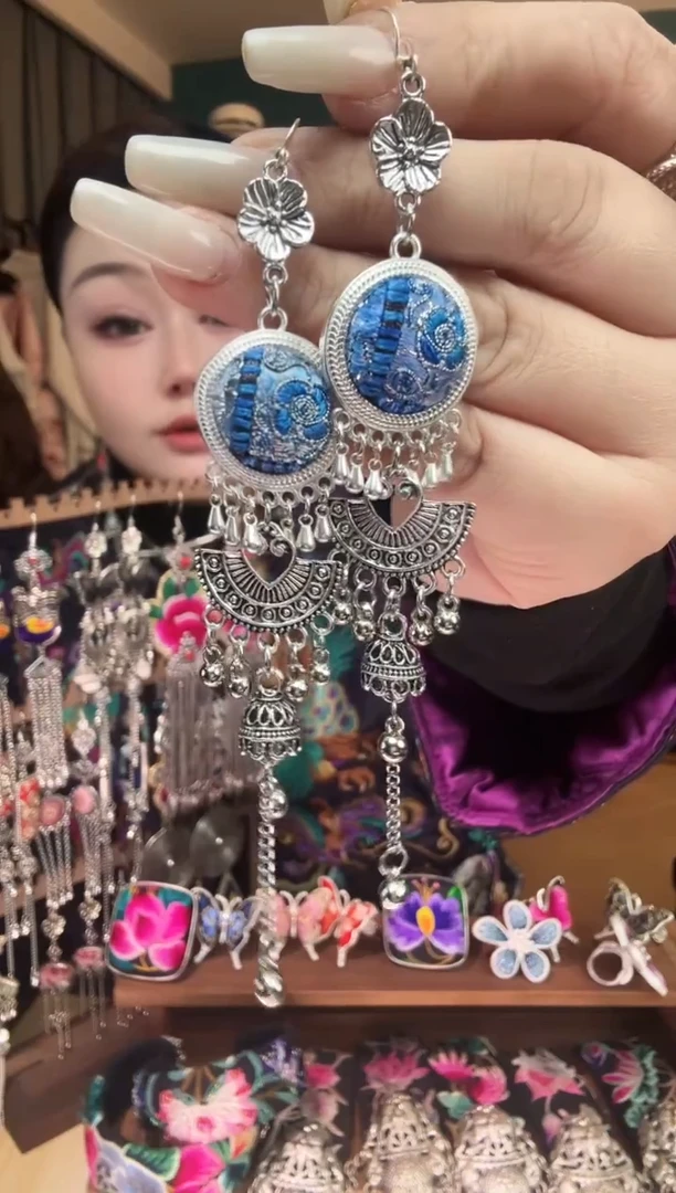 刺绣纯手工民族风刺绣耳环