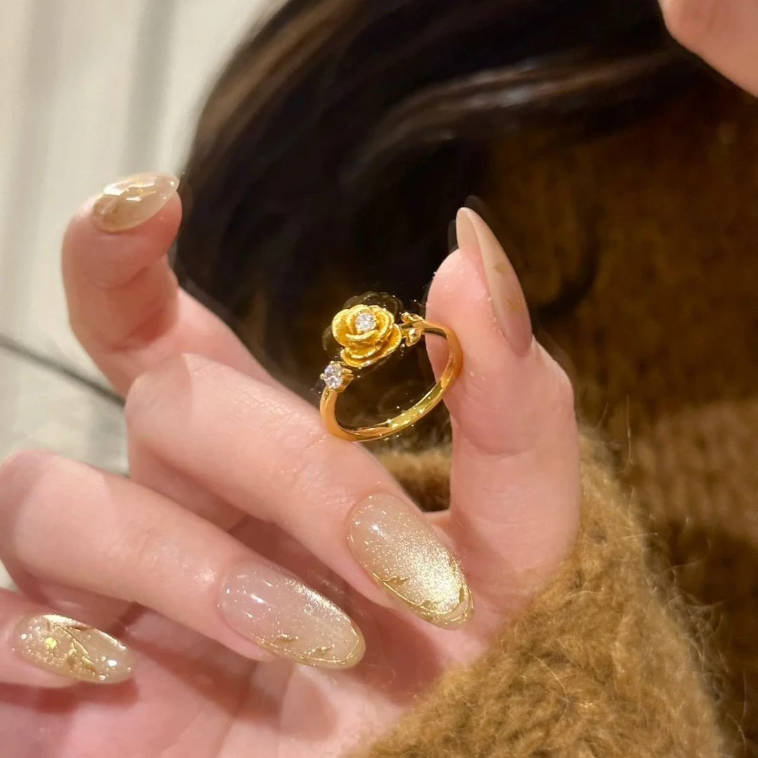 瑞诺黄金玫瑰花戒指2025新款足金999告白玫瑰戒指七夕礼物送女友