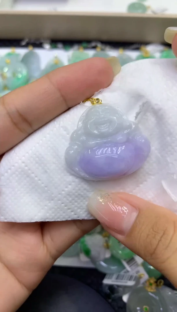 颈饰18K金镶嵌翡翠天然缅甸A货翡翠