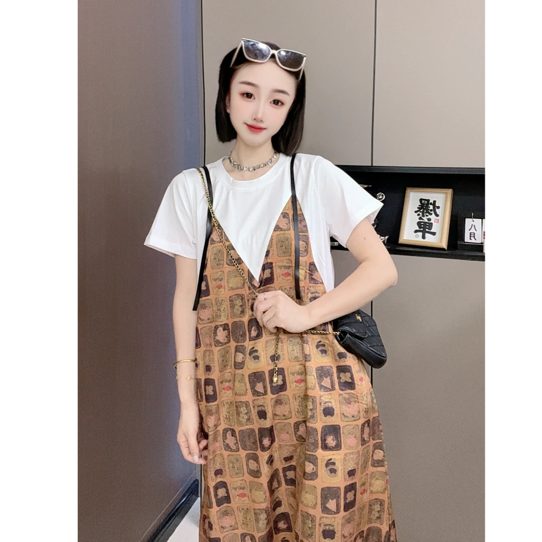 欧货设计感假两件连衣裙女2025初夏穿搭新款长裙独特超好看裙子潮