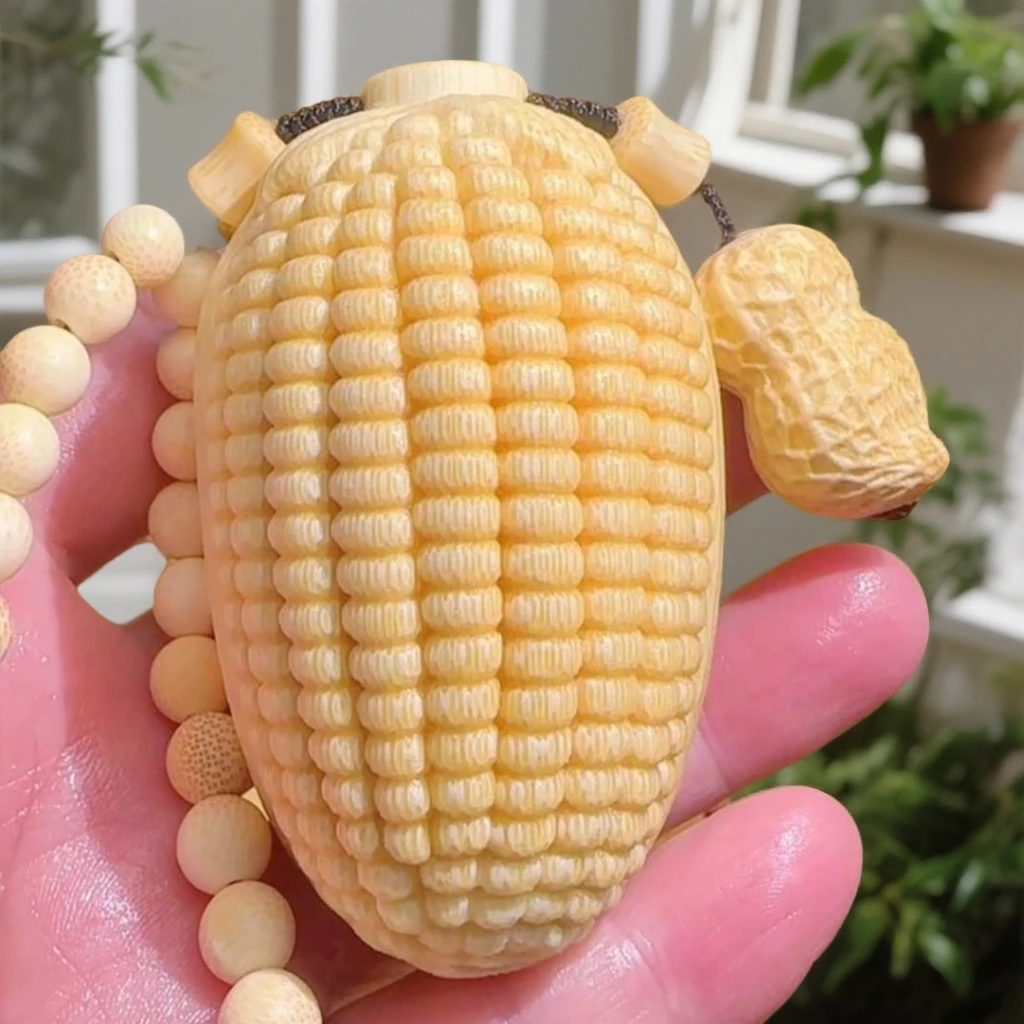 手工精修玉米实心竹龙血金丝竹（黄金满满金玉满堂）玉米手把件文玩