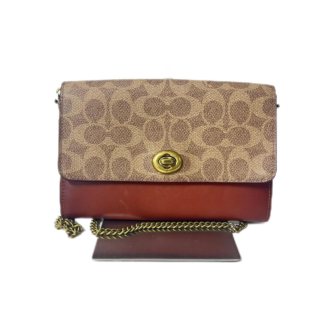 95新 COACH/蔻驰 经典老花PVC拼皮单肩斜挎链条包 SH-30285-A