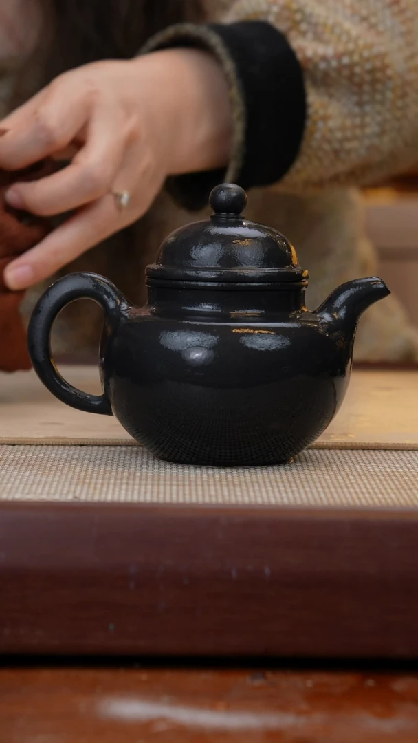 茶壶紫砂焐灰还原烧四号井紫泥寿珍掇球300C