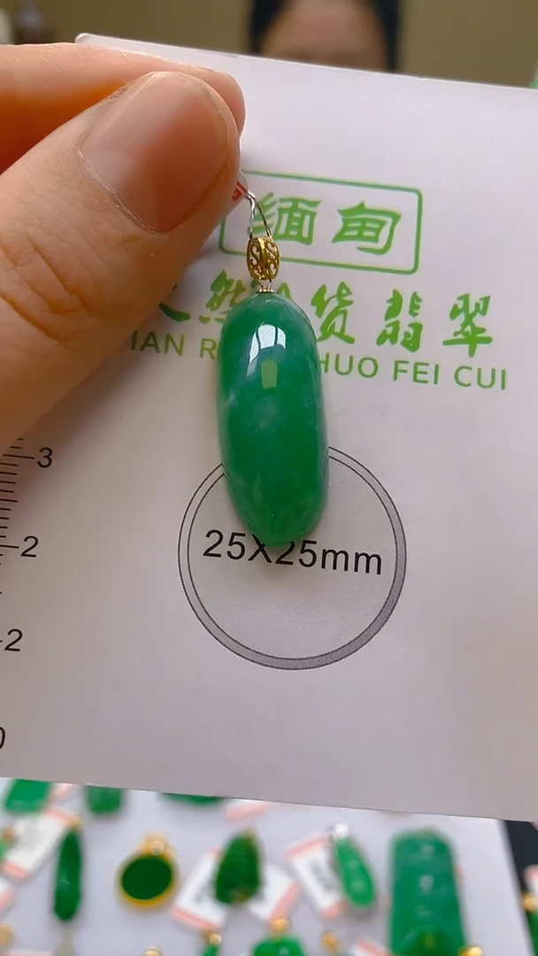 【闪购商品】翡翠颈饰18K金镶嵌天然翡翠A货，支持复检