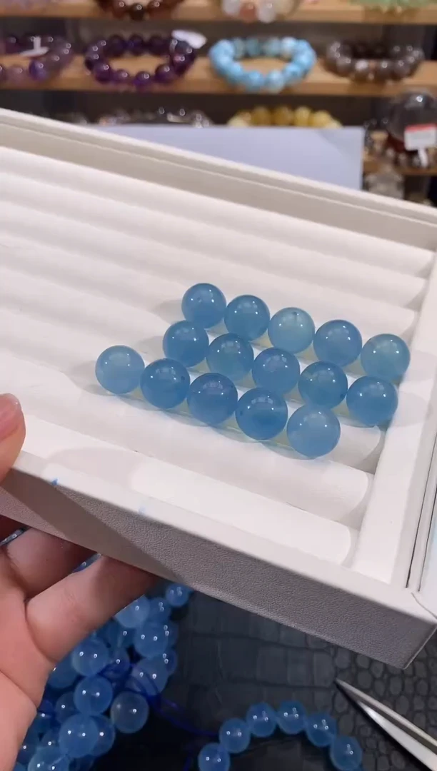 水晶手链未镶嵌海蓝宝单珠13mm多样性发一