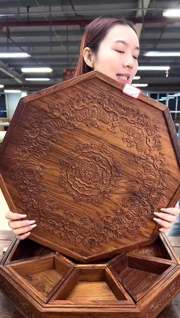 DZ1069MK-木雕填八方糖果盒（拍）