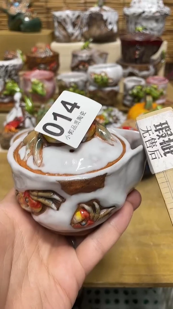 鱼*亿014精美粗陶手工柴烧