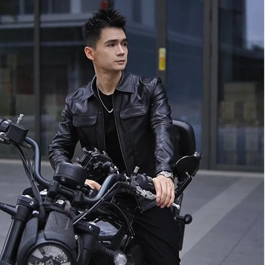 秋冬修身皮衣外套痞帅高级感时尚百搭短款外套复古休闲机车皮夹克