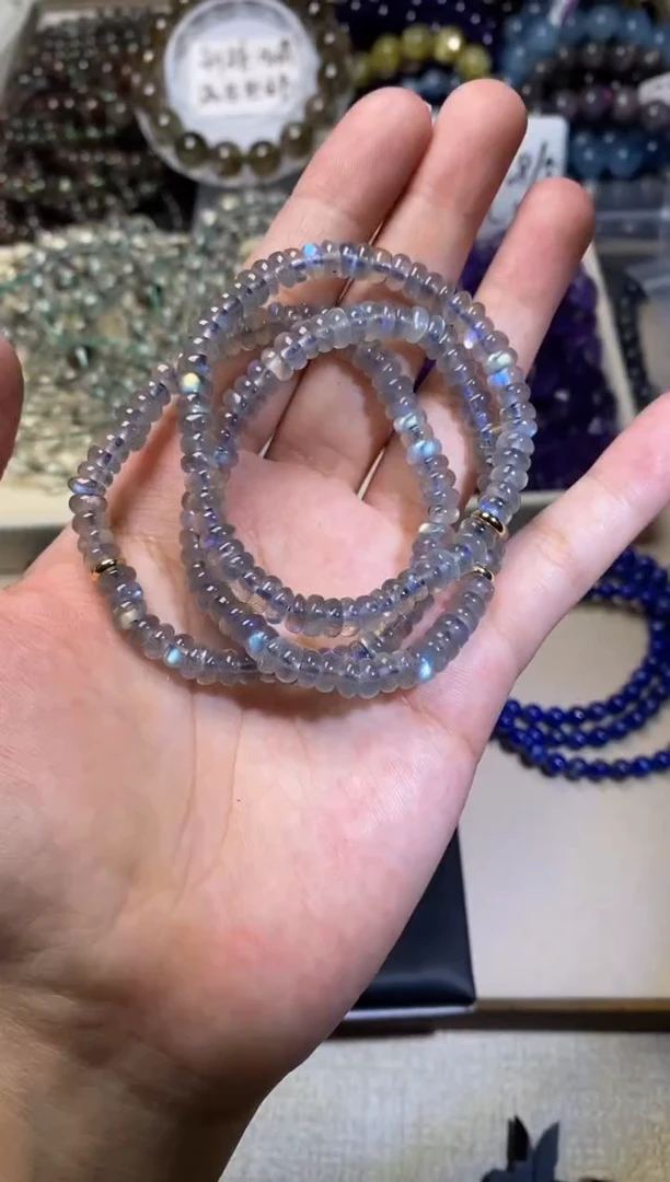 未镶嵌手串水晶灰月光算盘