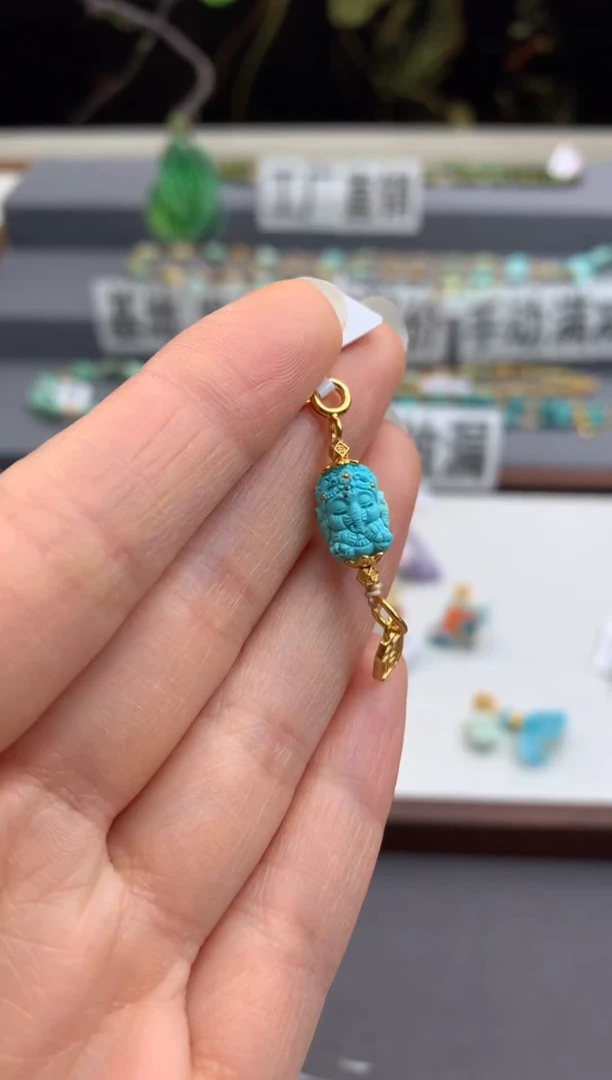 未镶嵌绿松石精工雕刻茜.B212