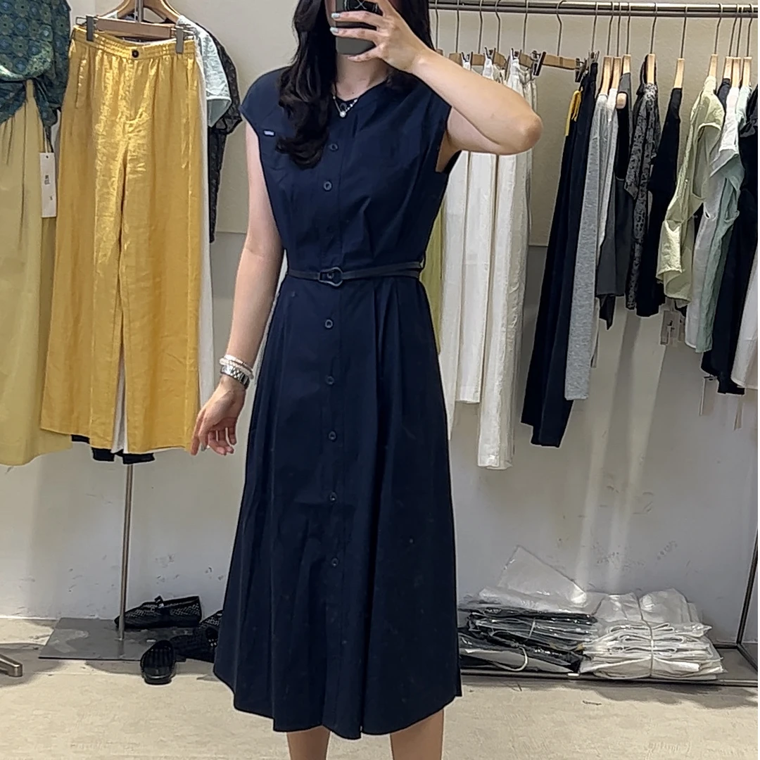 【今喜女装】气质通勤无袖连衣裙女装法式高级感收腰小个子衬衫裙子