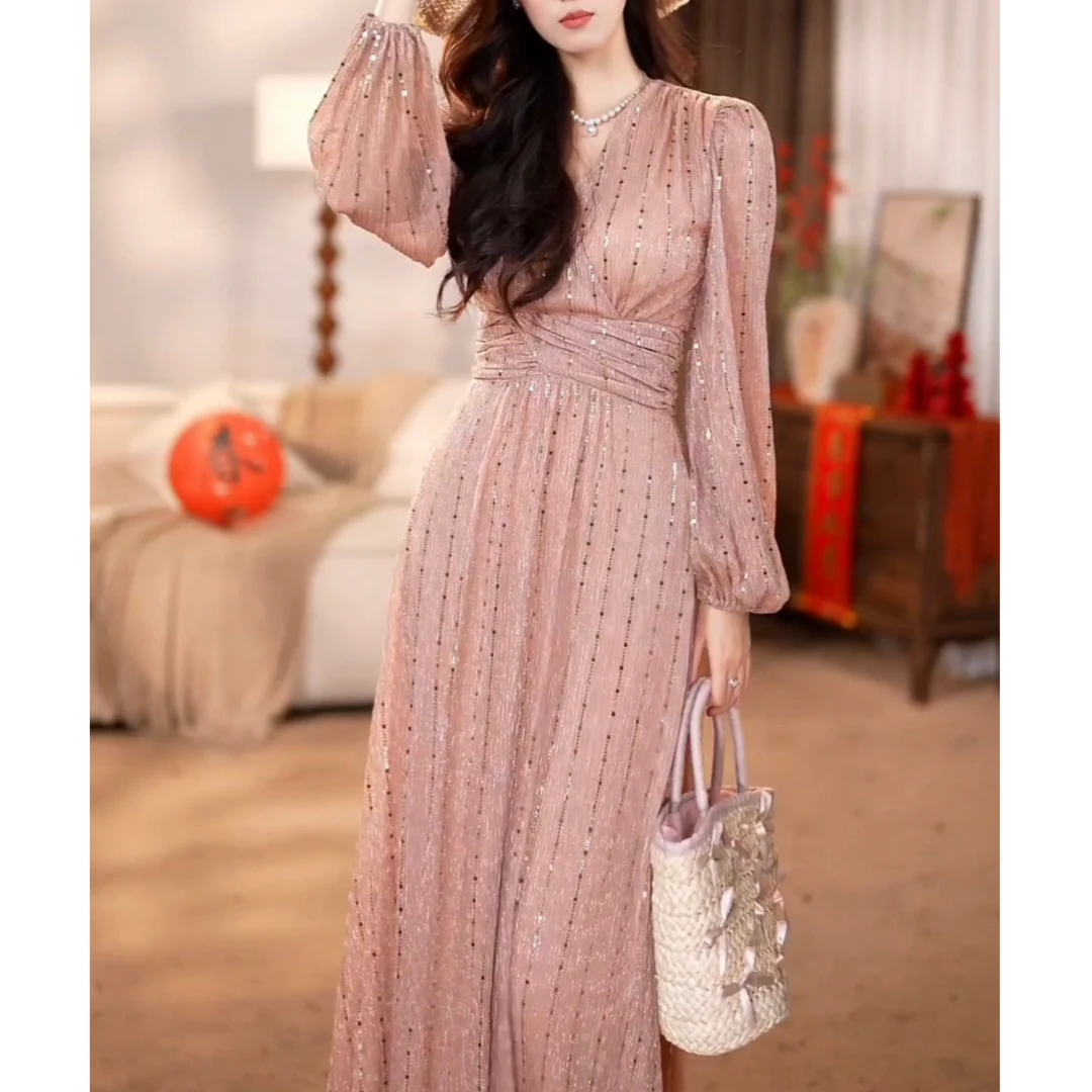 【镘镘专属】春夏法式修身显瘦气质优雅长款连衣裙-ZX842